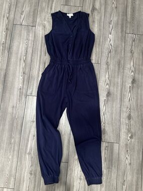 Gibson Latimer Navy Elastic-Waist Track Jumpsuit